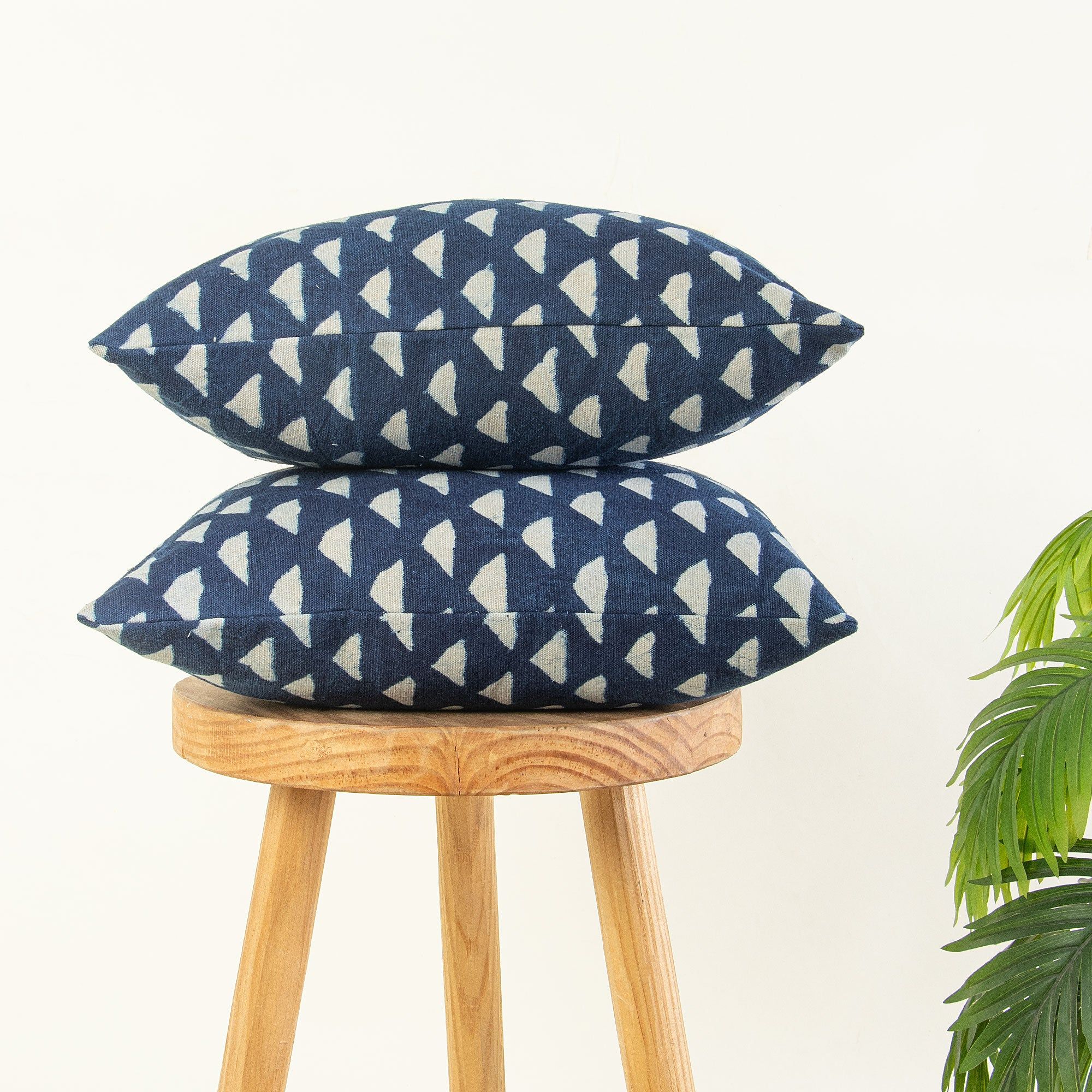 Indigo Hand Block Print Canvas Cushion Cover